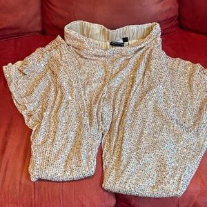 New York & Company Champagne Sequin flared pants